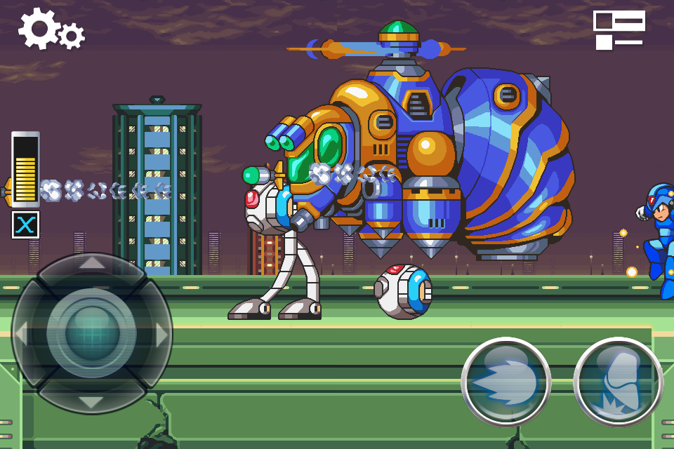 Hint 1 of 2 for completing the intro stage challenges of Mega Man X on iPhone